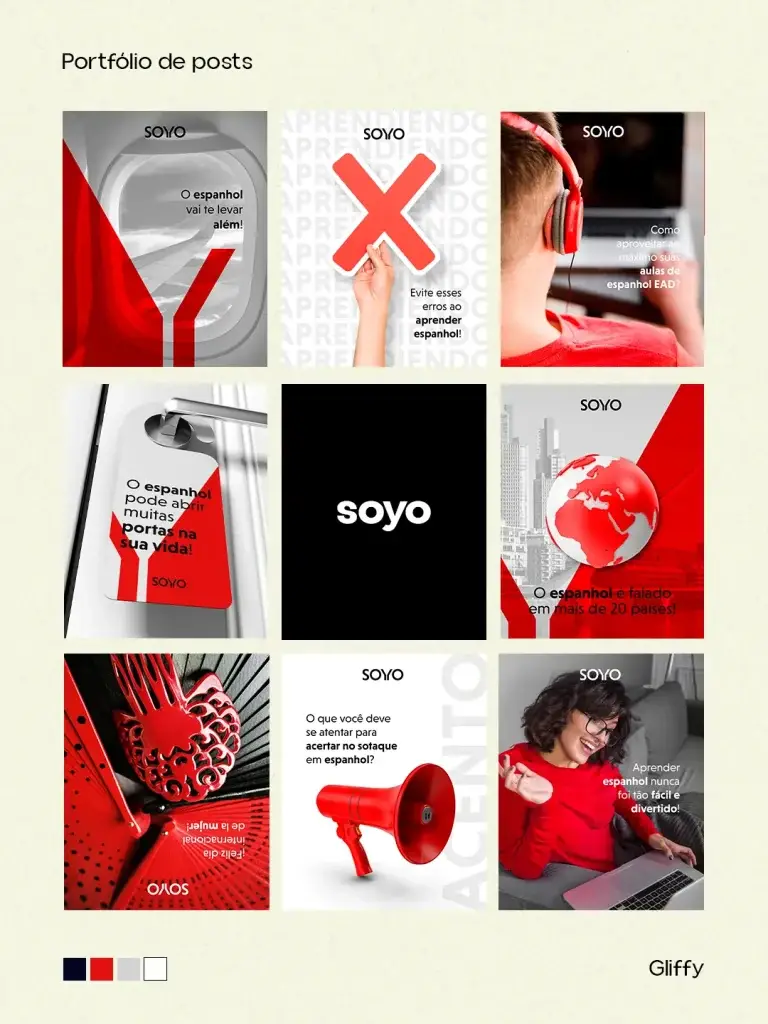 Portfólio de posts desenvolvidos pela Gliffy para Soyo