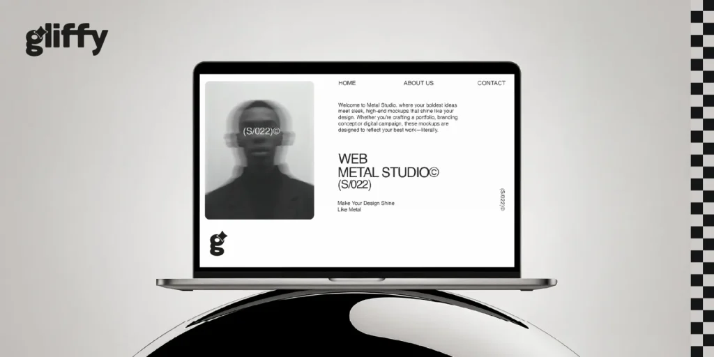 Notebook exibindo uma página web ao lado da logo da Gliffy